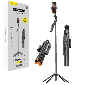 Blavec Selfie-Stick Aluminium Move AI Tracker Q-01 Auto Pop Tripod + Fernauslöser 1,80 Meter mit Gesichtsverfolgung (SSAQ01-APTRB180) schwarz