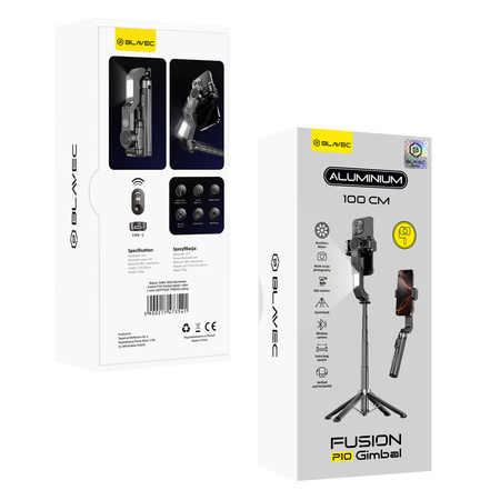 Blavec Selfie Stick Aluminium Fusion P-10 Gimbal tripod + pilot 1 metr (SSFP10G-TRB10) czarny