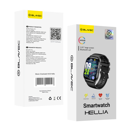 Blavec Smartwatch Hellia HD AMOLED - Schwarz