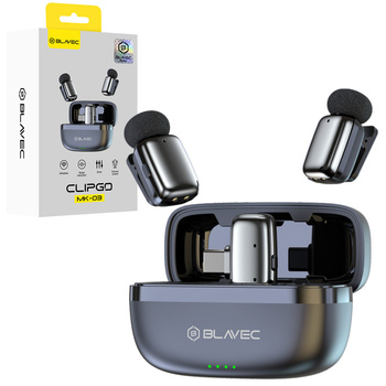 Blavec Kabelloses Krawattenmikrofon MK-03 ClipGo x2 fürs Telefon USB-C - Silber