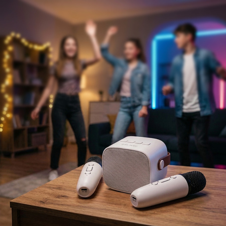 Blavec Kabelloser Lautsprecher Bluetooth WS-07 Karaoke Party 5W mit 2 Mikrofonen - Weiß