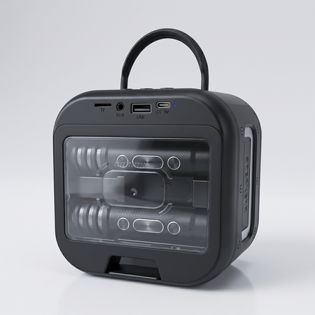 Blavec Głośnik Bezprzewodowy Bluetooth WS-09 Karaoke Fun 10W z 2 Mikrofonami i Wyświetlaczem - Czarny