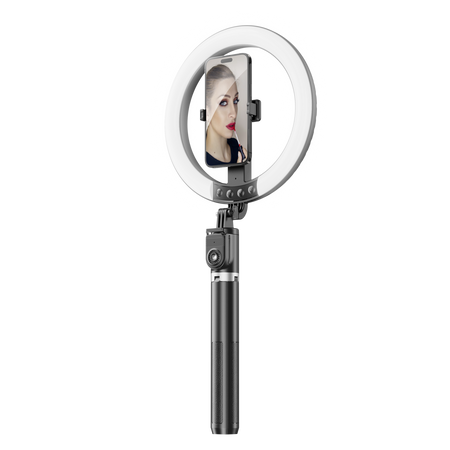 Blavec Ringlicht LED P-55 Aura 25 cm Selfie mit Tripod und Fernbedienung - Schwarz