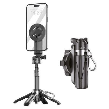 Blavec Selfie-Stick Aluminium Coco Mini P05 kompatibel mit MagSafe Tripod + Fernbedienung + Befestigung 0,41 m - Schwarz