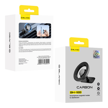 Blavec Autohalterung fürs Telefon BH-16B Carbon Magnetisch kompatibel mit MagSafe fürs Armaturenbrett - Schwarz