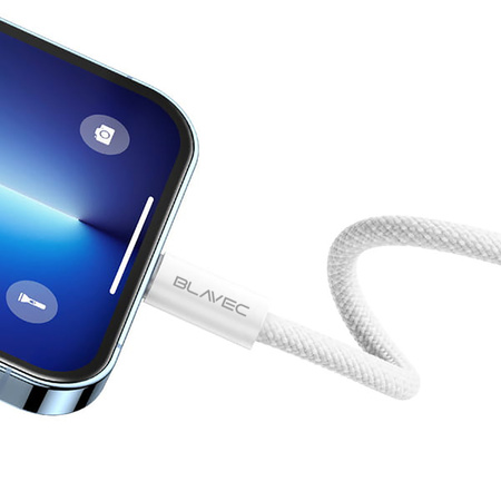 Blavec Kabel Candy mit Geflecht USB auf USB-C PD 60W 3A 2 m - Weiß