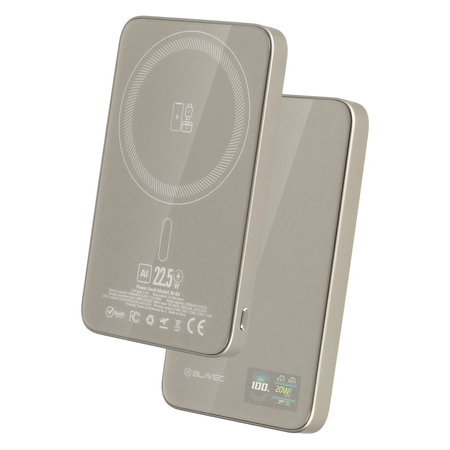 Blavec Power Bank 5000mAh BJ-04 Ultra Slim 7,8mm - Typ C - 22,5W magnetyczny indukcyjny Magsafe 3 w 1 (PBBJ04-MC5GD) złoty
