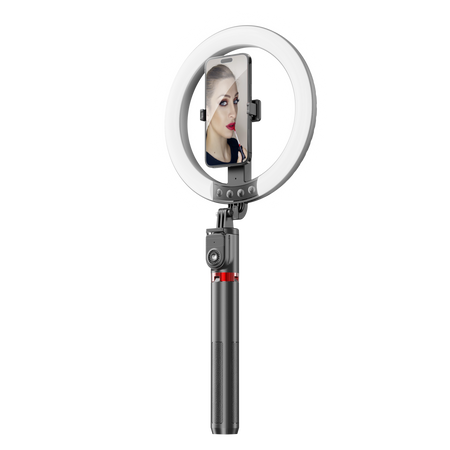 Blavec Lampa pierścieniowa Selfie Aluminium Aura LED RGB Ring P-50 25cm tripod + pilot + 2,3 metra (RLP50-TRB23) czarny