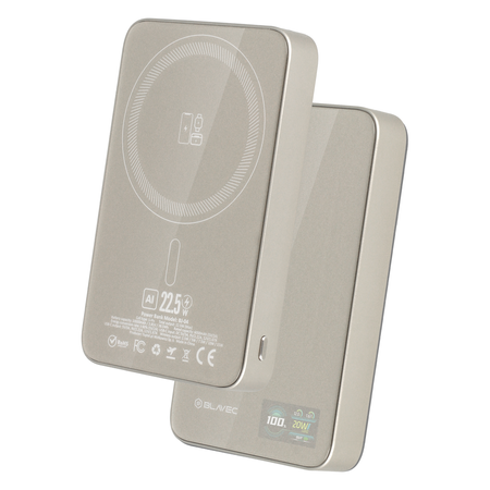 Blavec Power Bank 10000mAh BJ-04 Slim 13,5mm - Typ C - 22,5W magnetyczny indukcyjny Magsafe 3 w 1 (PBBJ04-MC10GD) złoty
