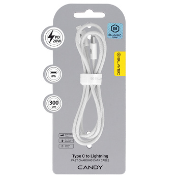 Blavec Candy Kabel im Geflecht USB-C auf Lightning PD 20W 2,4A 3 m - Weiß