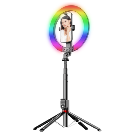 Blavec Lampa pierścieniowa Selfie Aluminium Aura LED RGB Ring P-50 25cm tripod + pilot + 2,3 metra (RLP50-TRB23) czarny