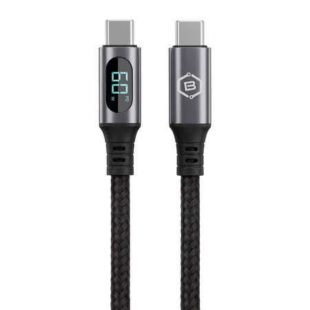 Blavec Zumi Kabel geflochten - Typ C auf Typ C - PD 60W 3A LCD-Display 1 Meter Apple CarPlay/Android Auto (CZU-CC3B10) schwarz