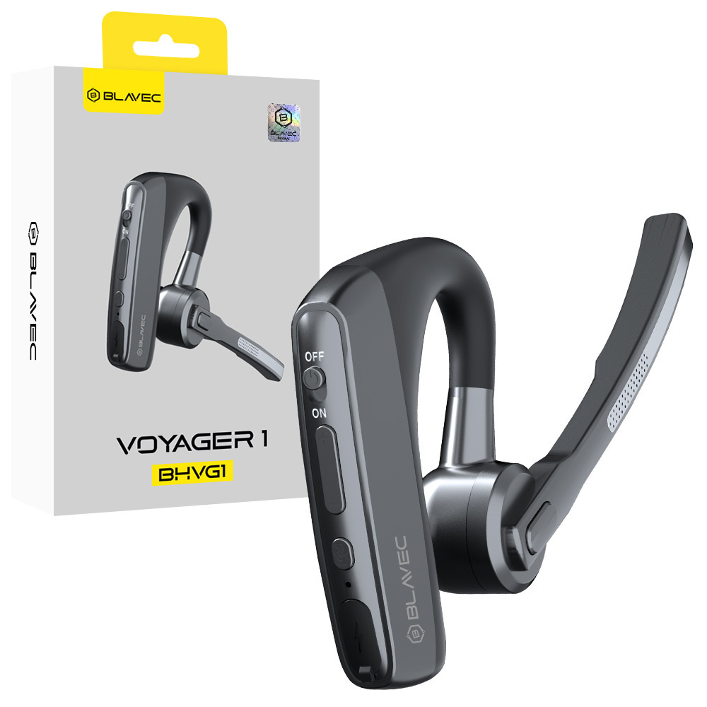 Blavec Voyager 1 Multipoint, czarna słuchawka Bluetooth do rozmów z wysięgnikiem mikrofonu