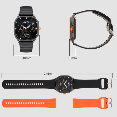 Blavec Smartwatch U-01 Mohito HD AMOLED Voice Call + 1 Armband - Schwarz