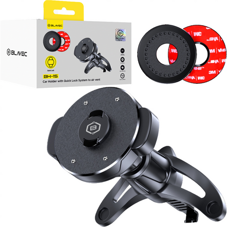 Blavec Autohalterung fürs Telefon BH-15 Quick Lock kompatibel mit MagSafe fürs Lüftungsgitter - Schwarz