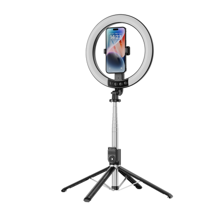 Blavec Ringlicht LED P-55 Aura 25 cm Selfie mit Tripod und Fernbedienung - Schwarz