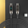 Blavec Lumix Kabel geflochten - Typ C auf Typ C - PD 100W 5A LED-Display 1,2 Meter Apple CarPlay/Android Auto (CLU-CC5BG12) schwarz-grau