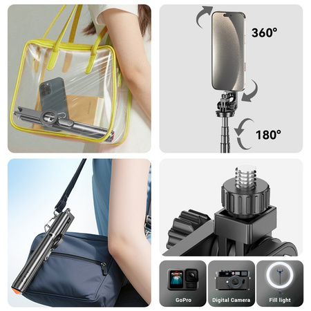 Blavec Selfie Stick Aluminium Fusion P-12 MagSafe Auto Pop Tripod + Pilot 1,60 m - Czarny