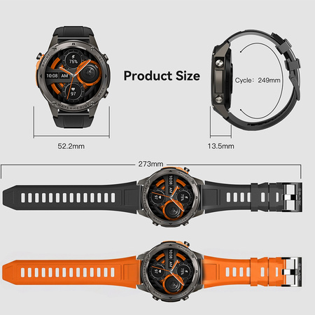 Blavec Smartwatch M-03 AMOLED GPS Voice Call + 1 Armband - Graphit