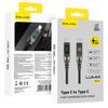 Blavec Lumix Kabel geflochten - Typ C auf Typ C - PD 100W 5A LED-Display 1,2 Meter Apple CarPlay/Android Auto (CLU-CC5BG12) schwarz-grau