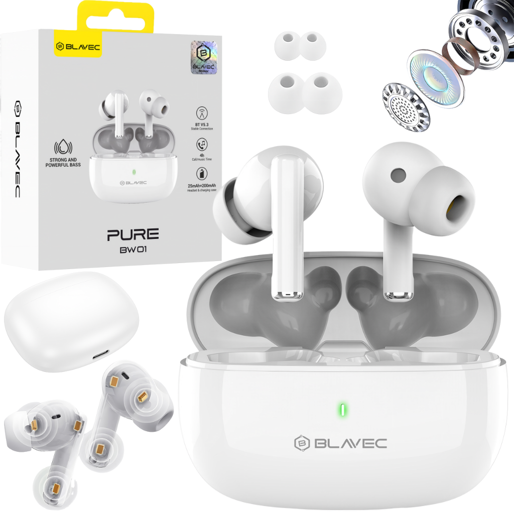 Blavec Słuchawki Bluetooth TWS BW-01 Pure białe