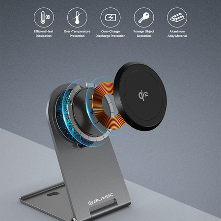 Blavec Induktives Ladegerät BQI-01 Qi2 15W Magnetisch kompatibel mit MagSafe - Silber