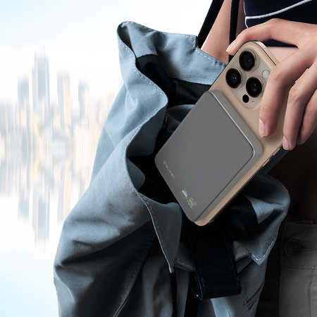 Blavec Magnetische Powerbank fürs Telefon BJ-04 5000 mAh 22,5W 3in1 kompatibel mit MagSafe USB-C - Grau