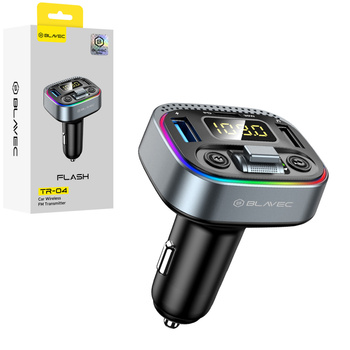 Blavec FM-Transmitter Flash TR-04 MP3, Bluetooth - 2xUSB + Typ C - QC3.0 18W PD 30W (TFMFTR04-B) schwarz