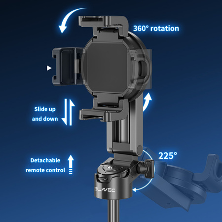 Blavec Selfie-Stick Aluminium Coco Mini P05 kompatibel mit MagSafe Tripod + Fernbedienung + Befestigung 0,41 m - Schwarz