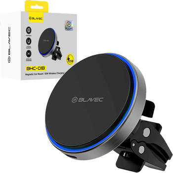 Blavec Autohalterung fürs Telefon BHC-01B 15W Magnetisch mit induktivem Laden fürs Lüftungsgitter - Schwarz