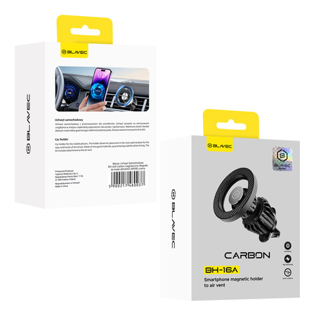 Blavec Uchwyt Samochodowy BH-16A Carbon magnetyczny Magsafe do kratki (BH16AC-MAVB) czarny