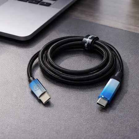 Blavec Velox Kabel geflochten - Typ C auf Typ C - PD 240W 5A LED-Display 1,2 Meter Apple CarPlay/Android Auto (CVE-CC5B12) schwarz
