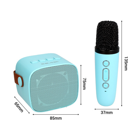 Blavec Kabelloser Lautsprecher Bluetooth WS-07 Karaoke Party 5W mit 2 Mikrofonen - Blau