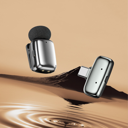 Blavec Kabelloses Krawattenmikrofon MK-03 ClipGo x2 fürs Telefon USB-C - Silber