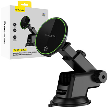 Blavec Uchwyt Samochodowy BHC-04A Qi2.2 25W magnetyczny z ładowaniem indukcyjnym do szyby (BHC04A-MWIB) czarny