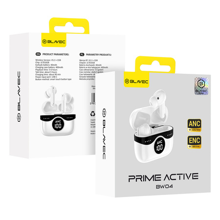 Blavec Słuchawki Bluetooth Bezprzewodowe Prime Active ANC+ENC