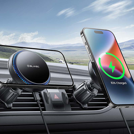 Blavec Uchwyt Samochodowy do Telefonu BH-05 Indukcyjny MagSafe 15W z Chłodzeniem Cooling Fan System na Kratkę