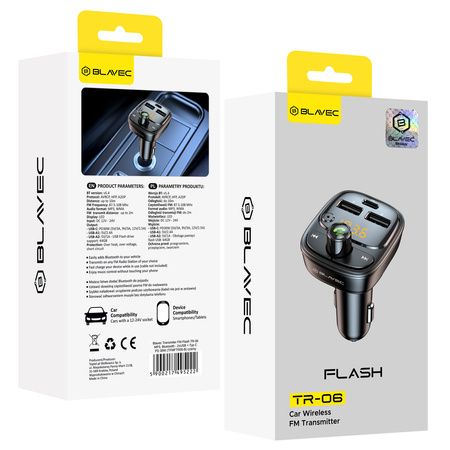 Blavec FM-Transmitter Flash TR-06 MP3, Bluetooth - 2xUSB + Typ C - PD 30W (TFMFTR06-B) schwarz