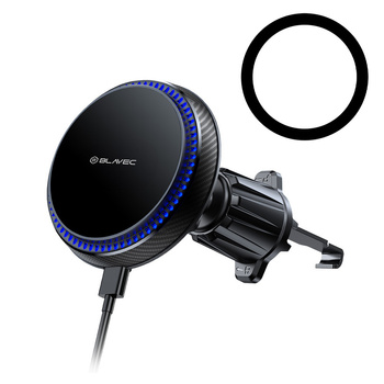 Blavec Uchwyt Samochodowy do Telefonu BH-05 Indukcyjny MagSafe 15W z Chłodzeniem Cooling Fan System na Kratkę