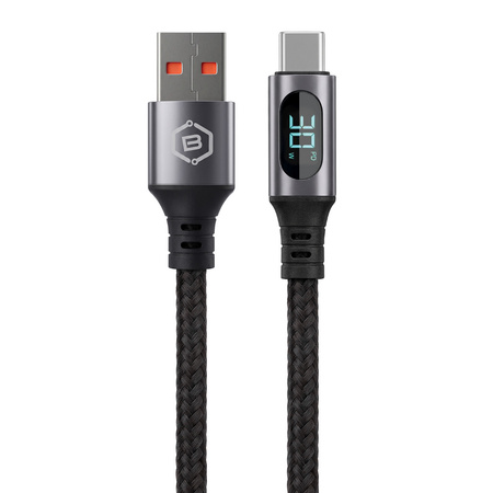 Blavec Zumi Kabel geflochten - USB auf Typ C - QC 30W 3A LCD-Display 1 Meter Apple CarPlay/Android Auto (CZU-UC3B10) schwarz