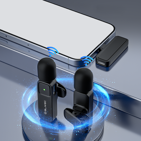 Blavec Kabelloses Krawattenmikrofon MK-01 ClipGo x2 fürs Telefon USB-C - Schwarz