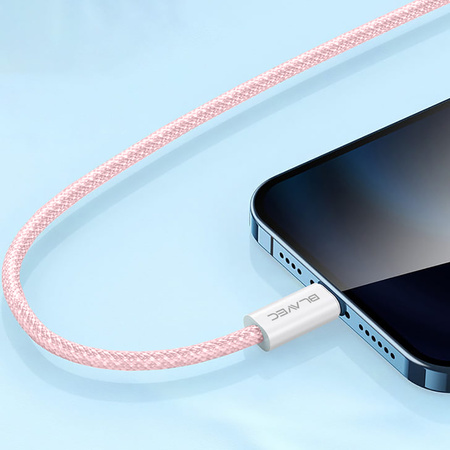 Blavec Kabel Candy mit Geflecht USB auf USB-C PD 60W 3A 2 m - Rosa