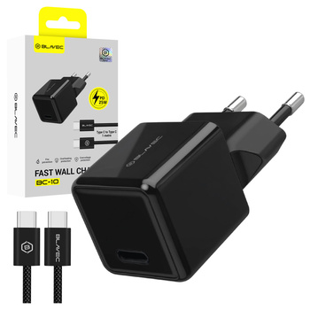 Blavec Netzladegerät BC-10 USB-C PD 25W 3A mit USB-C-Kabel - Schwarz