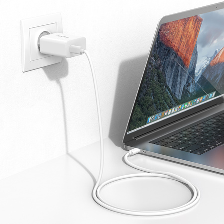 Blavec Ładowarka sieciowa BC-8 GaN4 - Typ C - PD QC 65W 3A z kablem Typ C na Typ C (TCBC8G4-CW653A+CC) biała