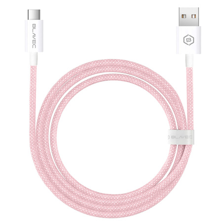 Blavec Candy kabel w oplocie - USB na Typ C - PD 60W 3A 2 metry (CCA-UC3P20) różowy