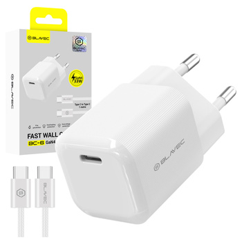 Blavec Netzladegerät BC-6 GaN4 USB-C PD QC 33W 3A mit USB-C-Kabel - Weiß