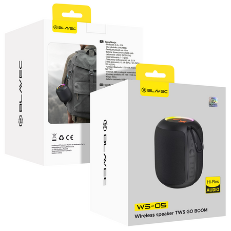 Blavec Kabelloser Bluetooth-Lautsprecher TWS WS-05 Go Boom 8W - Schwarz