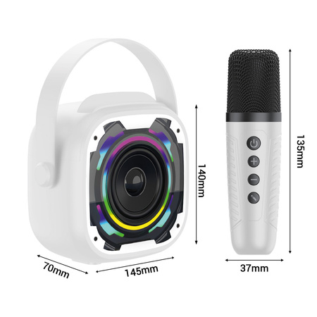 Blavec Kabelloser Lautsprecher Bluetooth WS-08 Karaoke Idol 8W mit 2 Mikrofonen - Weiß