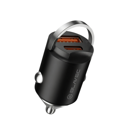 Blavec Autoladegerät BS-02B-C Aero - USB + Typ C - QC 3.0 18W PD 30W mit Kabel Typ C auf Typ C (CCBS02BCA-UCB) schwarz