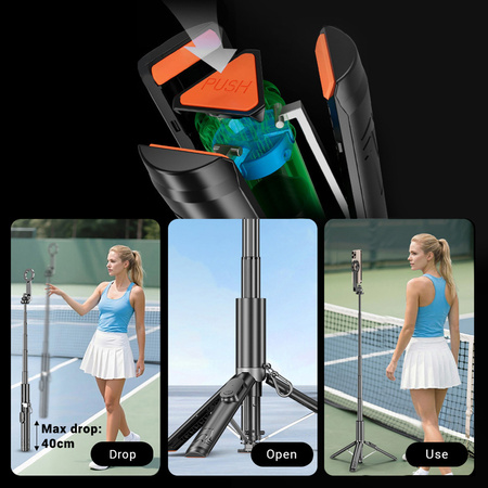 Blavec Selfie Stick Aluminium Fusion P-12 MagSafe Auto Pop Tripod + Pilot 1,60 m - Czarny
